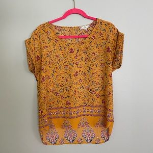 Yellow/orange Floral Dress Shirt
